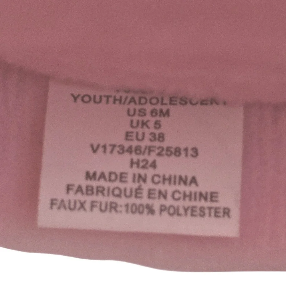 Girls Pink Puffer Winter Boots‎ 6 Youth Warm Faux Fur Lined Slip On Lands End